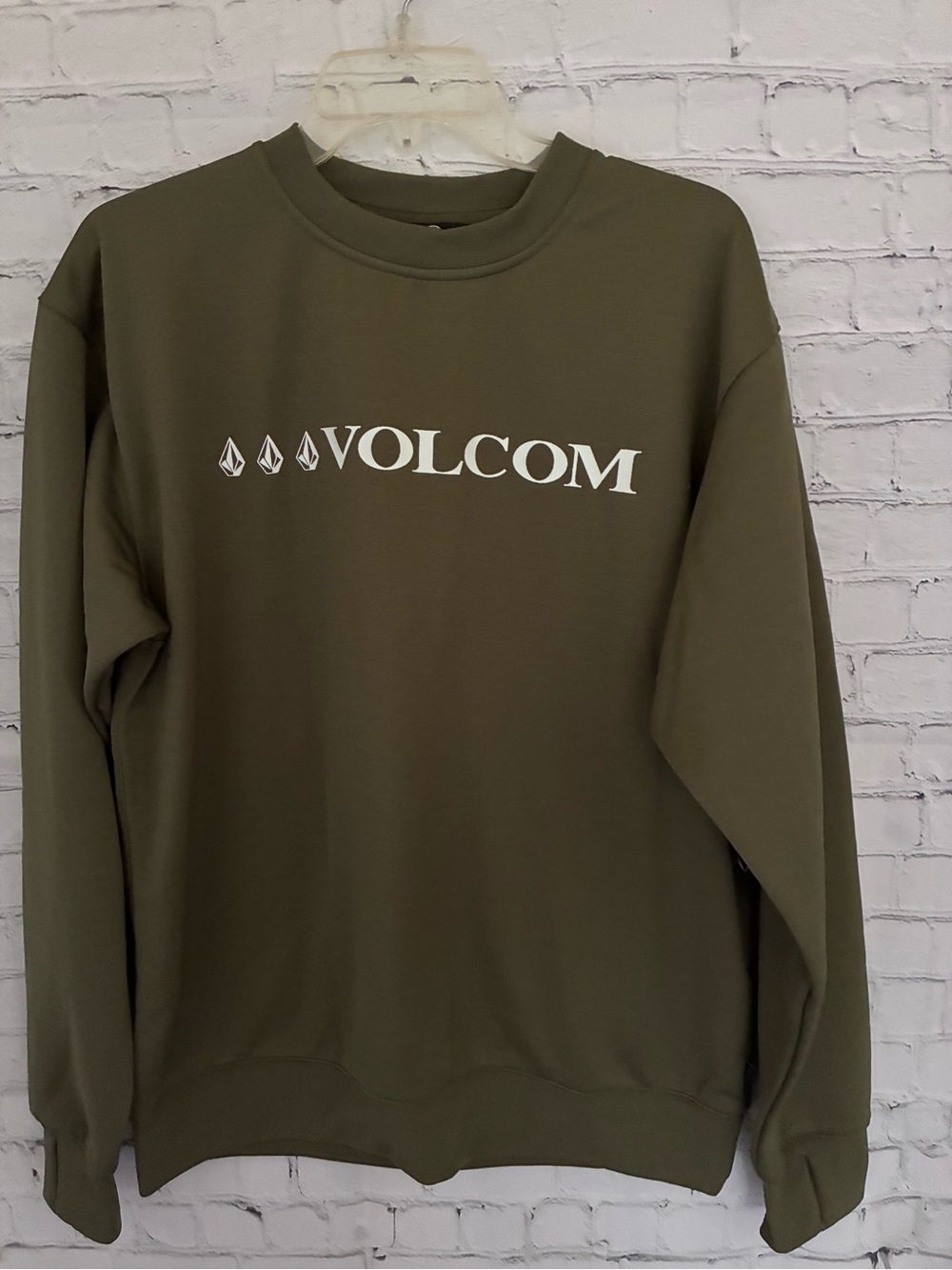 Volcom Olive Green Logo Crewneck Sweatshirt